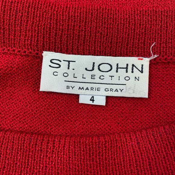 St. John Collection By Marie Gray Womens Red Santana Knit Skirt Size 4 - Picture 3 of 4